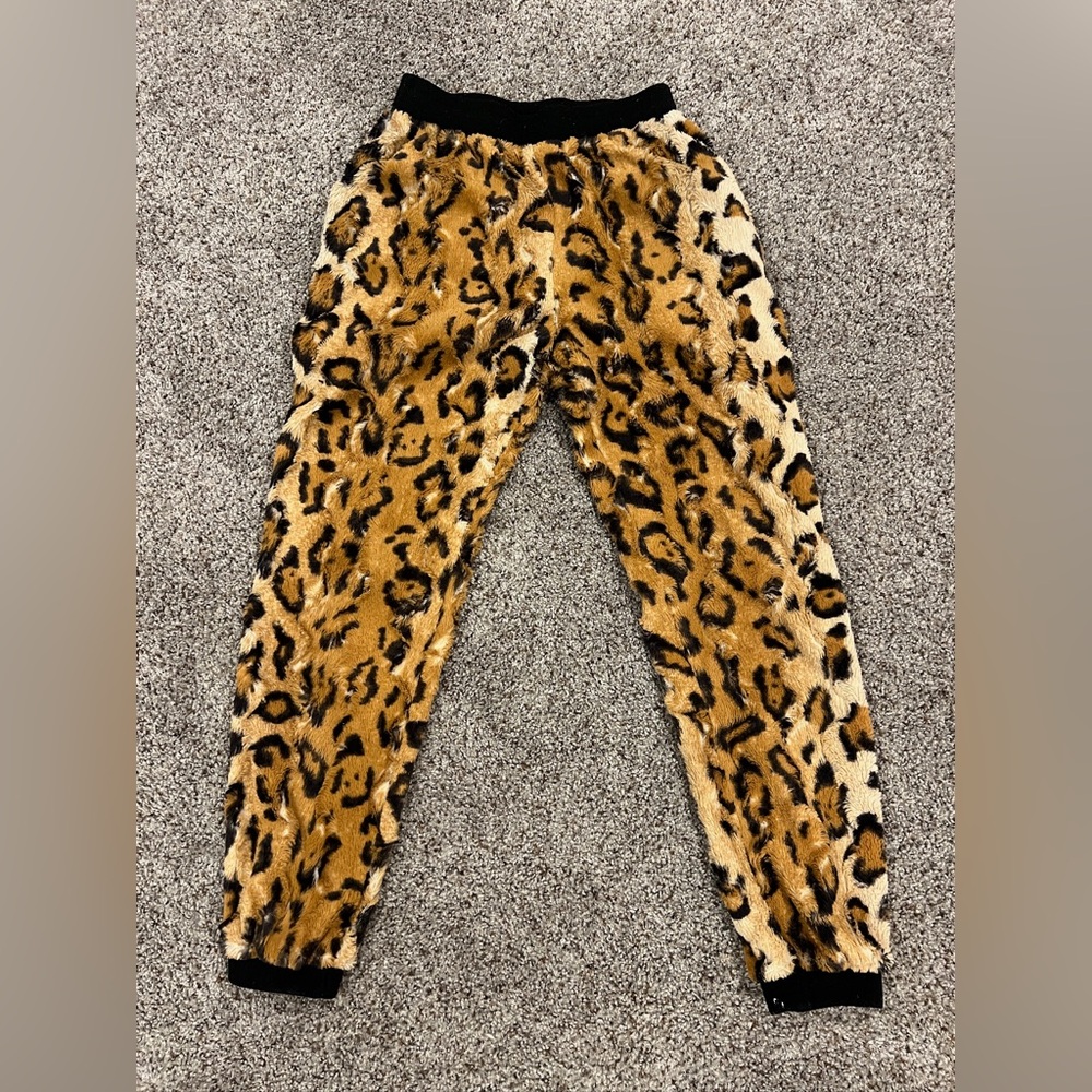 SpiritHoods Leopard Print Faux Fur Jogger Pants | Size M